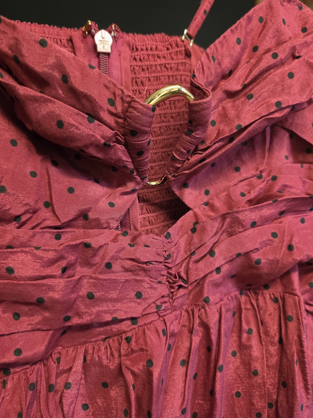 Abercrombie & Fitch Fuchsia Polka-Dot Spaghetti-Strap Midi Dress - Picture 2 of 3